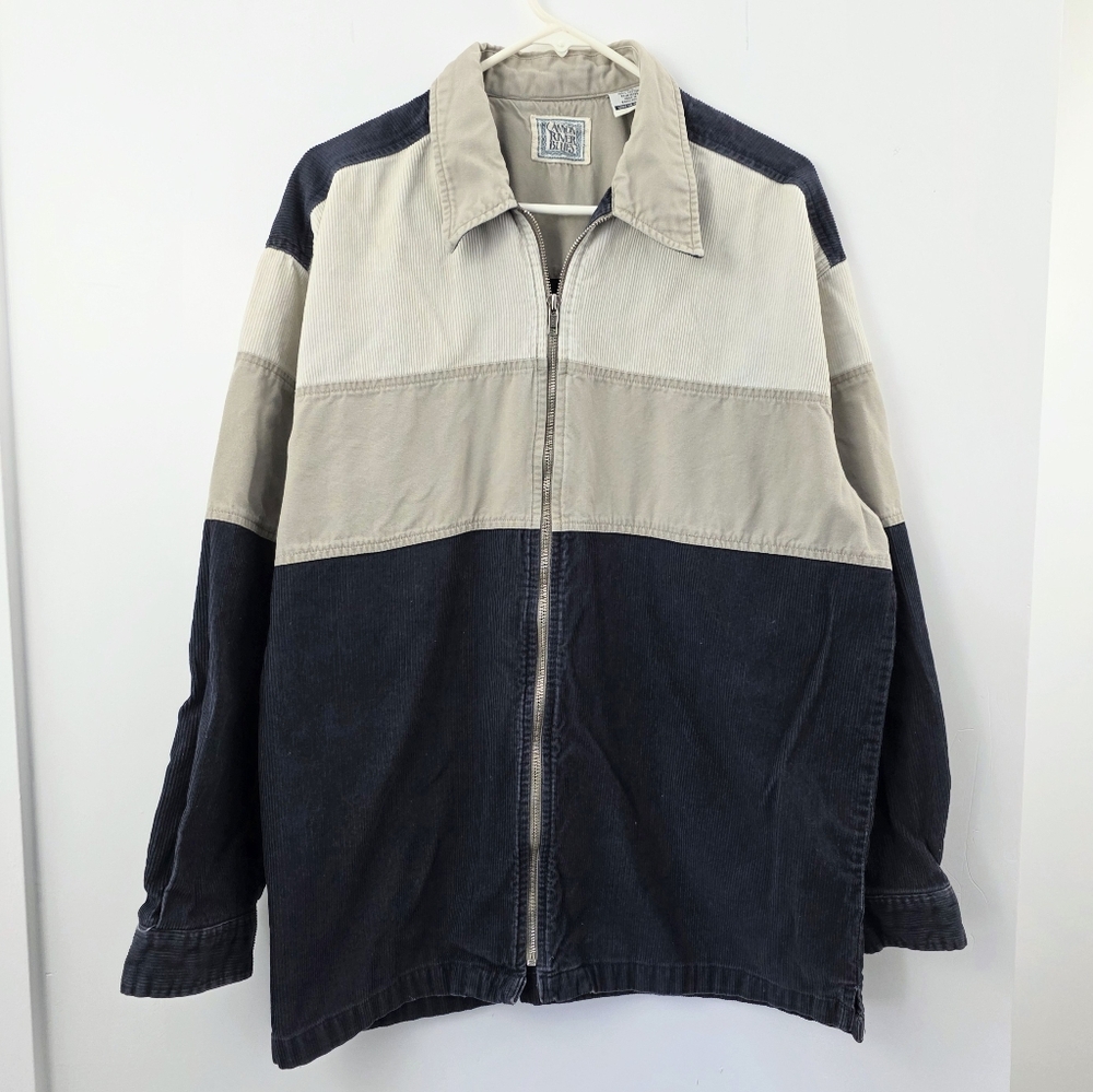 Vintage 90's Corduroy Full Zip Jacket Grailed Canyon River Blues Color Block